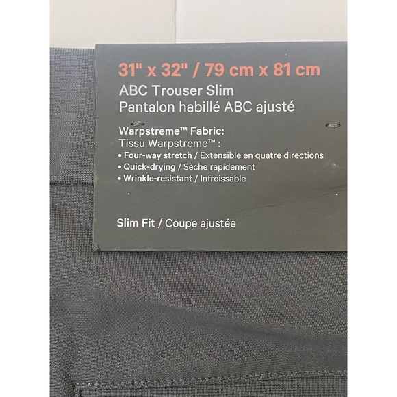 NWT Lululemon ABC Slim Fit Trouser 32"L Warpstreme Mens Pants Obsidian Black 31 - Picture 6 of 9